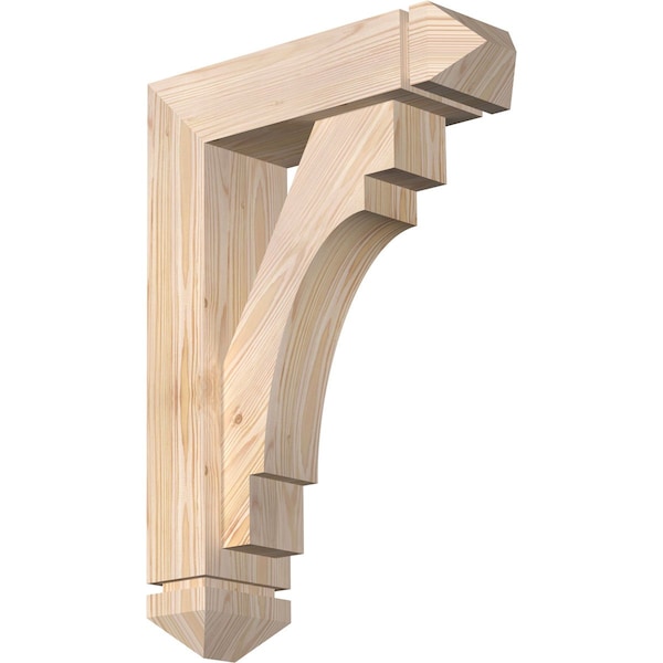 Ekena Millwork Merced Arts and Crafts Smooth Bracket w/ Offset Brace, Douglas Fir, 5 1/2"W x 18"D x 26"H BKT0604X18X26MRC03SDF - main